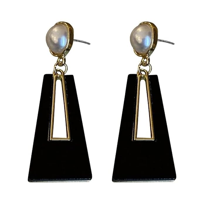 Image of Handicraft Kottage Elegant Korean Style Pearl Drop Dangle Earrings Gold Plated Asymmetrical Statement Drop Earrings for Women & Girls