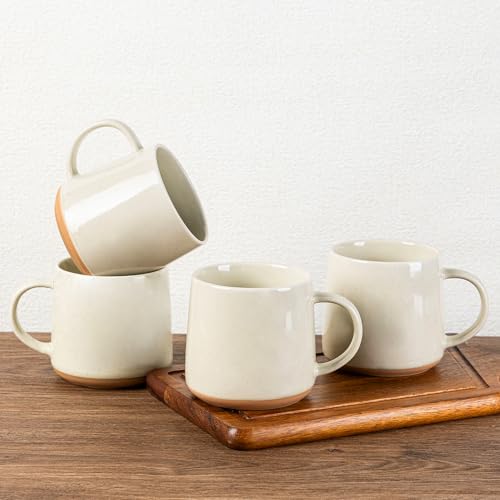 GBHOME Ceramic Coffee Mugs Set of 4, 17oz Handmade Ceramic Coffee Mugs Set with Terracotta Underside for Latte/Tea/Beer/Hot Cocoa, Dishwasher & Microwave Safe by GBhome - Used condition - US$26.59