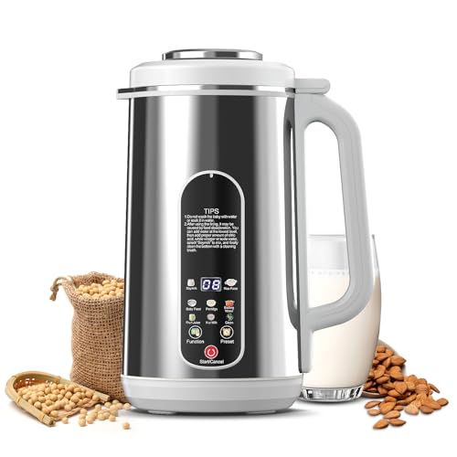 Cayga Stainless Steel Automatic Nut Milk Maker Machine, 40.5oz, 8 In 1 for Cashew, Oat, Coconut, Soy, Juice, and Dairy Free Beverages, with 24 Hours Timer (White) -  PW-DJ08