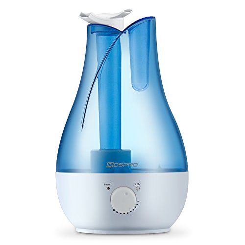 Image of Ultrasonic Humidifier, MOSPRO 2.8L Cool Mist with Whisper-quiet, Aroma Diffusing and Auto Shut-off Function, Two 360 Degree Rotatable Outlets 7 Colors Night Light