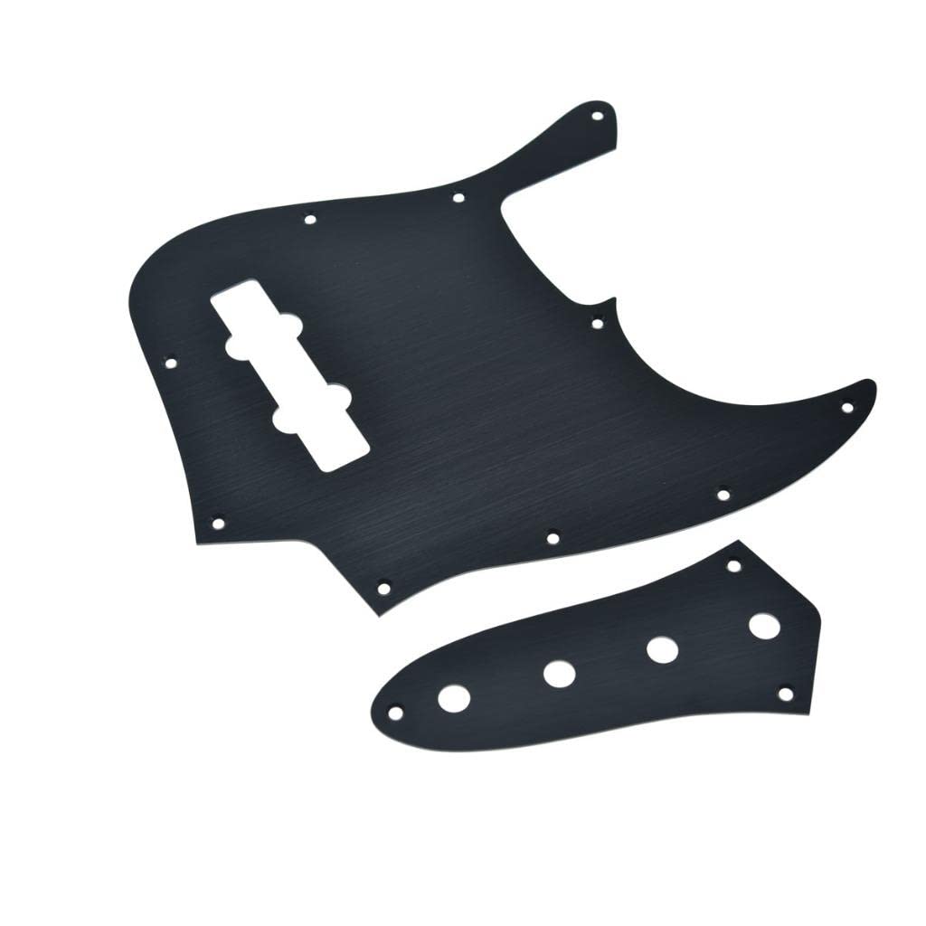 KAISHAluminum Anodized 4 String Jazz J Bass Pickguard with Metal JB Control Plate and Screws for American/Mexican FD Jazz Bass Black
