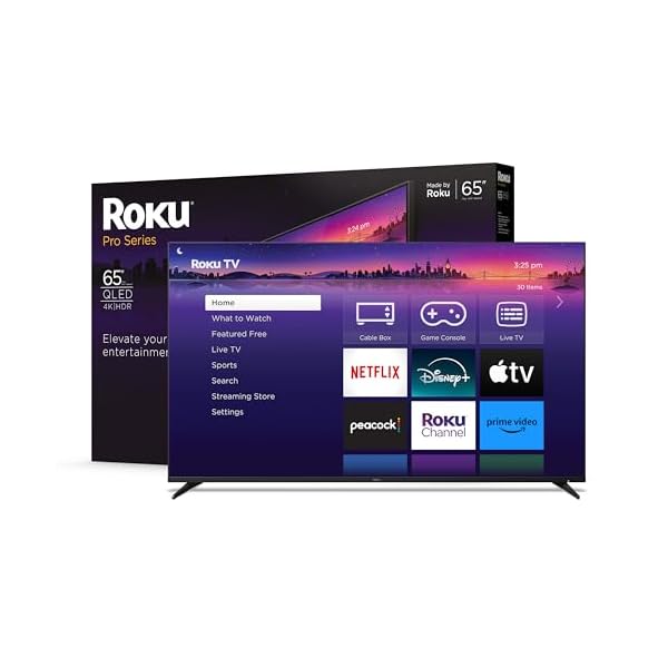 Roku Smart TV – 65-Inch Pro Series 4K QLED RokuTV with Backlit Voice Remote Pro, Dolby Vision IQ, 120Hz Refresh Rate – Live Local News, Sports, Gaming