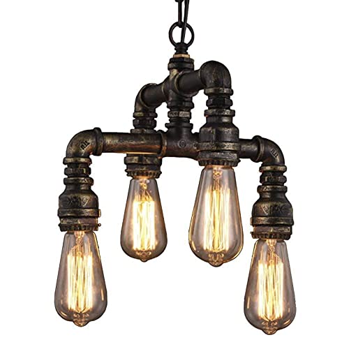 Lampe suspendue rétro industrielle 4 lumières pour salle à manger