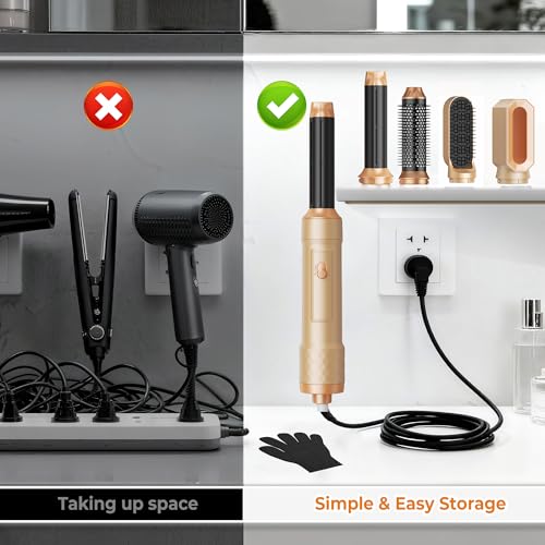 Image of 5 in ONE Blow Dryer Brush,Air Curling Iron Round Brush Blow Dryer 800W,Ionic Hair Dryer Brush for Women, Hot Air Brush Hair Styling Tools 100-120V