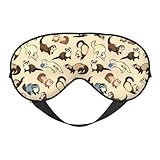 Hairy Furetto - Mascherina reversibile oscurante double-face, regolabile, morbida, per dormire e dormire