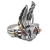 JWM Men's Rings Silver Plated Brass Ring for Men Women Adjustable Open Rings, Exquisite Packaging (Rabbit Ring)