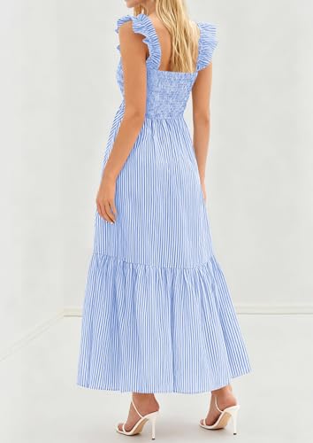 Image of PRETTYGARDEN Women's Summer Dress Casual Ruffle Strap Gingham Midi Sundress