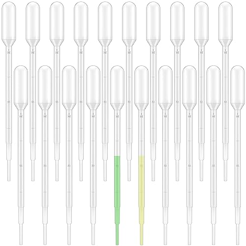 20 Piezas 1 ml Pipetas,Pipetas de Transferencia de Plástico,Desechables Pipeta con Escala,Pipeta,Pipetas de Plástico,para Laboratorio,Aceites Esenciales,Pinturas Acrílicas,Hornear