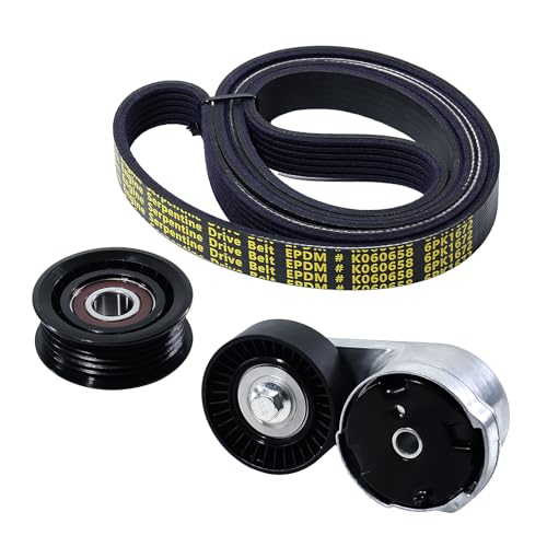 Image of Serpentine Belt Drive Component Kit with Tensioner & Idler Pulley Fit Jeep Grand Cherokee 2016-2022 V6 3.6L & Dodge Durango 2016-2024 V6 3.6L, Replace 90K-39282B