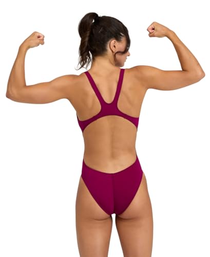 Image of Arena Womens Solid Team Swimsuit Swim Tech Back MaxLife Open Back Bathing Suit Athletic Swimwear