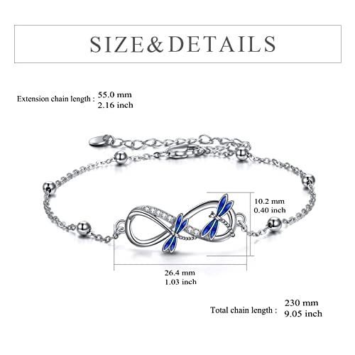Image of POPLYKE Ladybug /Dragonfly /Bee /Paw Bracelet for Women Sterling SIlver Bracelet /Anklet Jewelry Gift for Women