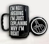 Momapopup 17 Oz Funny Black Coffee Mug with Engaved Sarcastic Quote - I'm Not Arguing - I'm Just Explaining Why Im Right - Funny Ceramic Mug For Birthday, Father's Day, Christmas Gift