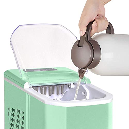 Fabricadora de cubos de hielo para cocina casera, máquina portátil silenciosa de sobremesa, con cucharón y canasta extraíble, fácil de operar, produce 9 cubos en 6-13 minutos miniatura 6