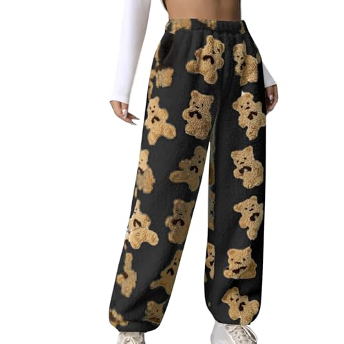 【ニラい】新品★ R&D.M.Co- TEDDY BEAR PANTS Womens Teddy Pants Winter Warm Fleece Pajama Pants Cute Bear