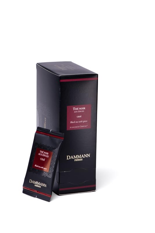Dammann Frères - Té Negro Chai en Sachets 48g, Mezcla con Especias Naturales, Canela, Clavo y Jengibre, Infusión Aromática y Energizante, Formato Individual, Chai Premium
