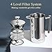 BAYKA French Press Coffee Tea Maker 34oz, 1 Liter Stainless Steel Insulated Coffee Press with 4 Filter Screens, Rust-Free, Dishwasher Safe, Silver