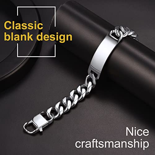 Id Bracelets For Men Stainless Steel Mens Bracelets Black Heavy Id Bracelet Chain Bracelet #TOP3