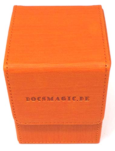 Docsmagic.De Premium Magnetic Flip Box (100) Orange + Deck Divider - Mtg - Pkm - Ygo - Porta Mazzo