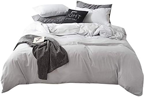 BuLuTu Silver Gray Duvet Cover Set Twin Boys Girls with Zipper Closure,Luxury Washed Microfiber Super Soft Twin Duvet Cover for Kids Adults,Solid Modern 3 Pieces Bedding Sets,No Comforter