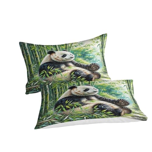 Linge de lit panda 3D 140x200 housse couette microfibre douce zippée - 3