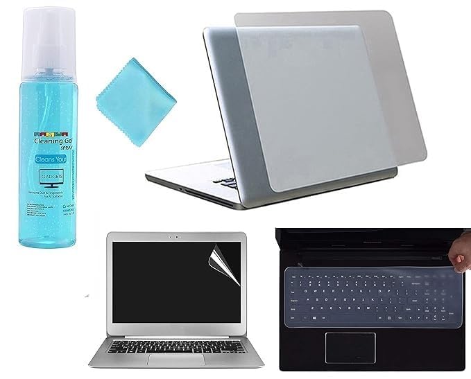 Image of 4-in-1 Laptop Care Combo Transparent Laptop Skin with Screen Guard, Keyboard Protector and Cleaning Gel Anti-Scratch, Dustproof Laptop Accessories - Fits upto15.6 Inch Laptops