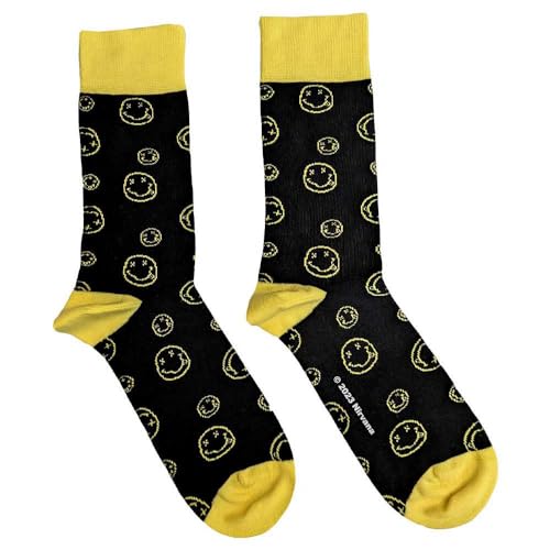 Rock Off officially licensed products Nirvana Ankle Socks Outline Smile Official Mens Black (Uk Size 7-11) Size One Size