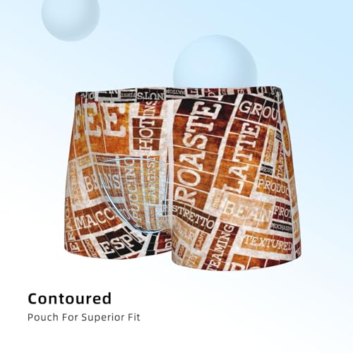 Boys' Cotton Boxer Brief Soft Underwear-Hand Drawn Vintage Coffee4