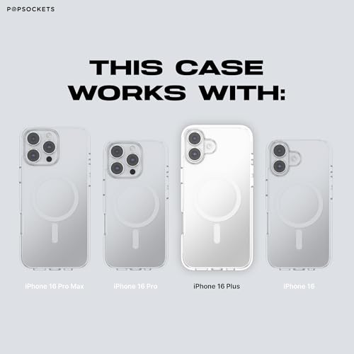 Image of POPSOCKETS iPhone 16 Plus Case Compatible with MagSafe, Phone Case for iPhone 16 Plus, Wireless Charging Compatible, Case Only - Clear