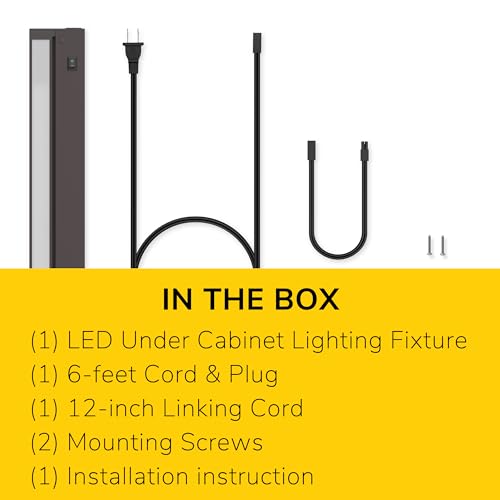 Image of GETINLIGHT 16-Inch Plug-in Swivel LED Under Cabinet Light, 2-CCT, Bronze | 2700K warm white /4000K bright white, dimmable. Model: IN-0109-4-BZ