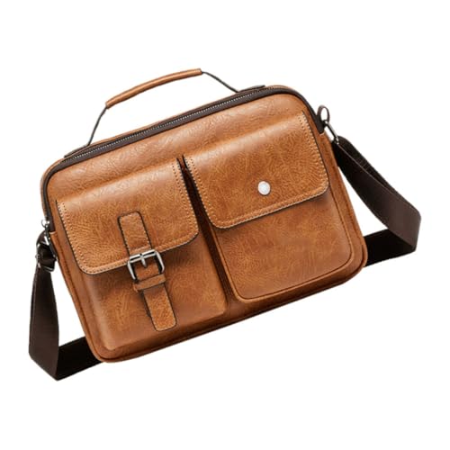 Bolso bandolera horizontal de piel sintética POPETPOP con gran capacidad para hombre