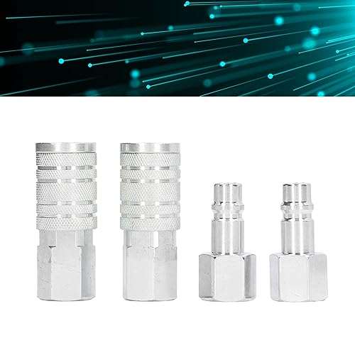 Conjunto De Acoplador E Plugue De Ar De 4 Peças - 1/2 Pol. NPT, Liga De Alumínio, 300 PSI, Acessório