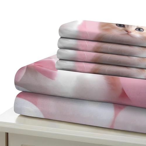Housse de couette chatons 3D en microfibre lit simple 135x200cm