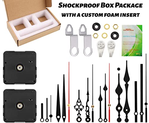 Stflybro 2 Non Ticking Clock Movements With 6 Pack Different Size Clock Hands, Diy Repair Parts Replacement, Battery Operated #TOP6
