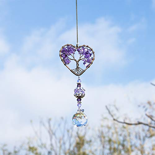 Image of Tree of Life Crystal Suncatcher Rainbow Drop Pendant Window Decor