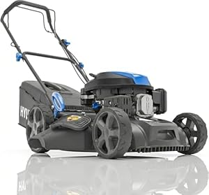 Hyundai 20” 51cm Self-Propelled Petrol Lawnmower, Powerful 196cc 4-Stroke Engine, 4-in-1 Mulch Bag Side & Rear Discharge, 60L Grass Box, Black Edition