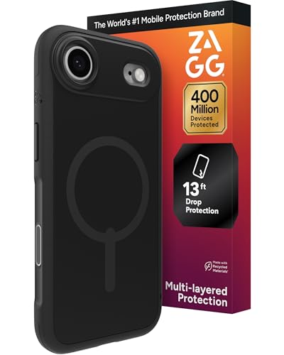 Image of ZAGG Sedona Snap Case for iPhone Air - Flood Black, Drop Protection (13ft /4m), Graphene-Reinforced Multi-Layer Protection, MagSafe Phone Case with Impact-Absorbing Bumpers, Slim & Lightweight