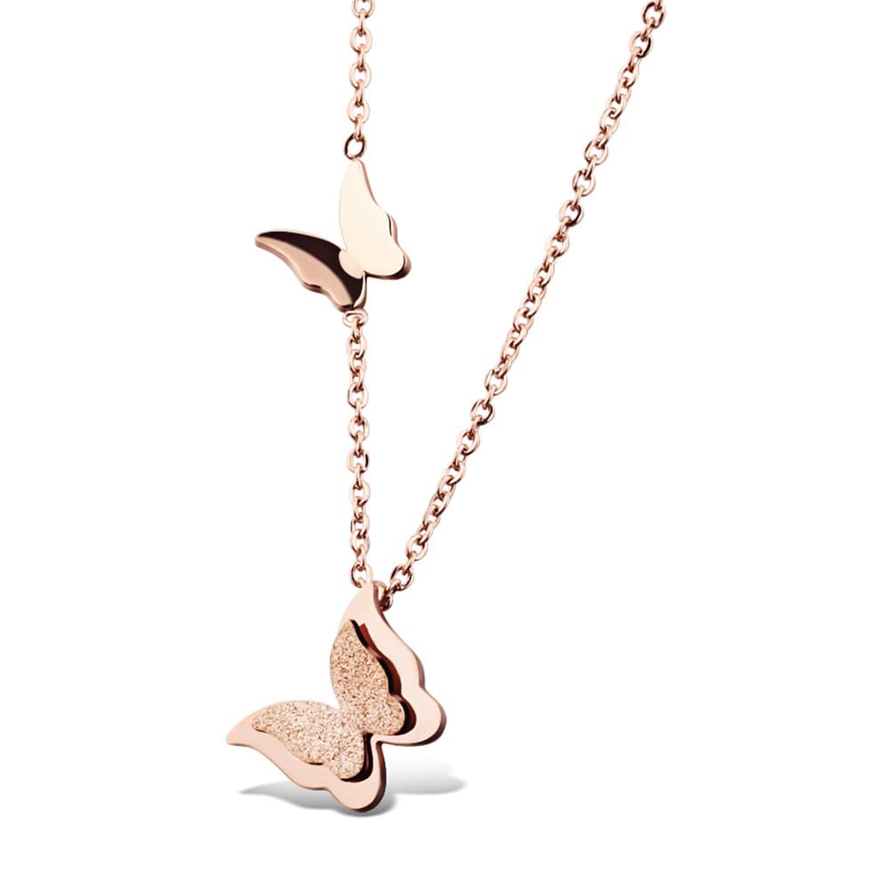 Vientiq Rose Gold Pretty Butterfly Design Charm Pendant Necklace for Women & Girls (B0BGY3CQ3D) Amazon Price History, Amazon Price Tracker