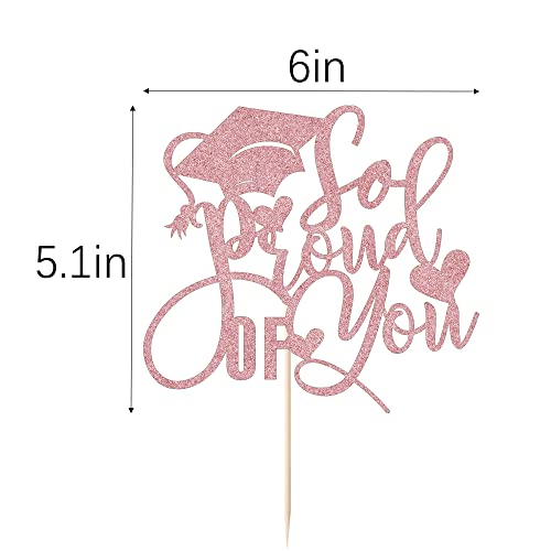 Sodasos So Proud Of You Cake Topper - 2023 Congrats Grad Cake Topper ，Done, Congratulations, Graduation Party Decorations， I’m Done Party Supplies Double (Rose Gold) #TOP1