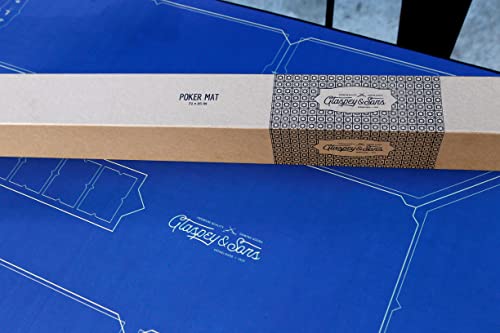 Glaspey & Sons Texas Hold'em Poker Mat 70 X 35 Inch | Portable Poker Table Top With Smooth High-End Surface And Stitching. (Blue - Suits) #TOP3