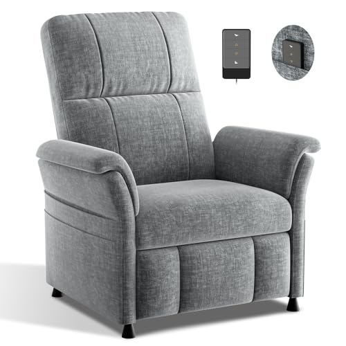 AMADA HOMEFURNISHING Power Recliner Chair for Adults, Adjustable Modern Chenille Reclining Chair...
