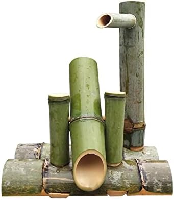 HJDSUDU Bamboo Solar Fountain, Solar Bamboo Fountain Japan Garden Waterfall Outdoor Water Fountain Spout, 100% Handmade DIY Solar Fountain Pump,30CM