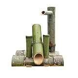 HJDSUDU Bamboo Solar Fountain, Solar Bamboo Fountain Japan Garden Waterfall Outdoor Water Fountain S