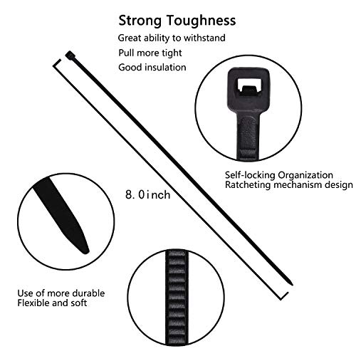 Zip Ties, 100 Pcs 20 CM Cable Tie, Adjustable Durable Self locking Nylon Zip Cable Ties for Home Office Garage Workshop