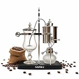 Nispira Belgian Balance Syphon Vacuum Coffee Maker, 500 ml Vintage Gravity Brewing System, Silver Finish, Manual Tabletop Coffee Brewer