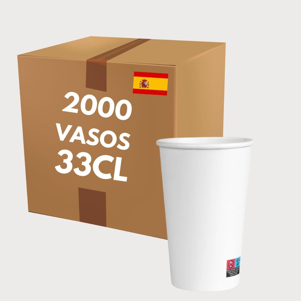 COVR - Vasos de cartón blanco (33 cl - 12 oz / 2000 unidades)