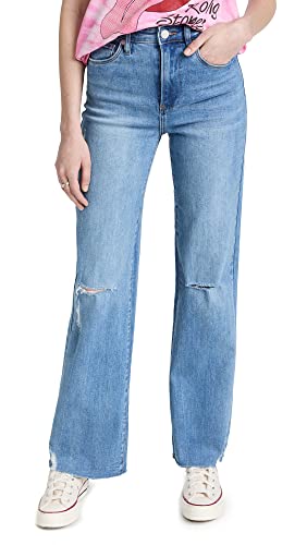 [BLANKNYC] Womens Five Pocket Wide Leg Jean with Rips at Knee, Fashionable & Stylish Pants, Sunset Rider, 30