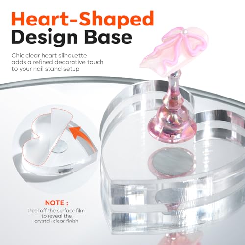 Image of Modelones Nail Stand Set, Magnetic Press On Nails Holders Wider & Heart Display Base Standard Pinky Nail Stands for False Nail Tips Practice Painting 100PCS Adhesive Tabs Double-sided Tape Nail Art