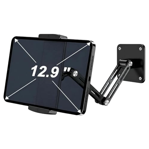 Tablet Wandhalterung Aluminium ausziehbare iPad Wandhalterung 3-Fach 360 Schwenkbar Höhenverstellbar & Faltbar Tablet Halterung Wand für iPhone iPad Pro/Air/Mini Galaxy Tab Switch (4.7-13 in)