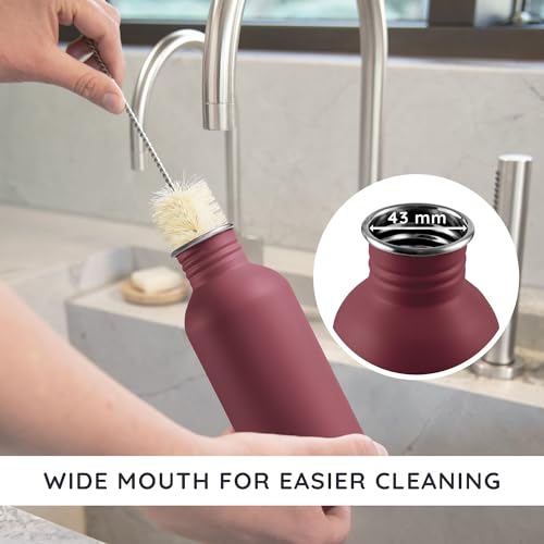 Image of Bambaw 750 ml Metal Water Bottle, Red Sports Bottle, Non-Insulated Stainless Steel Bottle 750 ml, BPA-Free and Reusable - Cherry Red