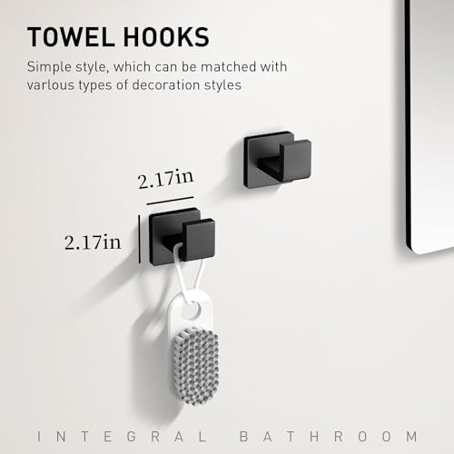 Foto de Juego de 10 accesorios de baño negro mate, juego de accesorios de baño de acero inoxidable, toalleros para baño montado en la pared de 24 pulgadas, juego de toallas de baño de 24 pulgadas. (imagen 6)